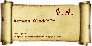 Vermes Aladár névjegykártya